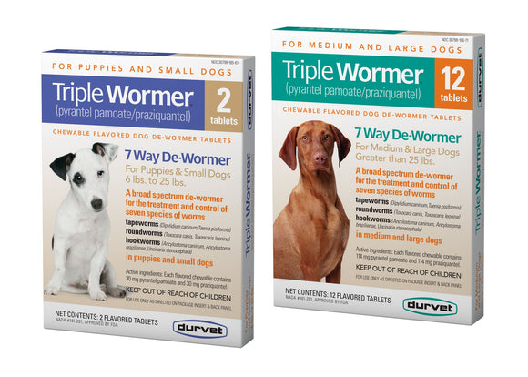 Durvet Triple Wormer® (Medium Large Dogs 25 Pounds Plus 2 Tabs)