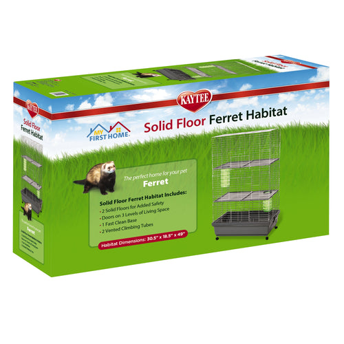 Kaytee Solid Floor Ferret Habitat (30.5”L x 9”W x 18.5”H, Assorted)