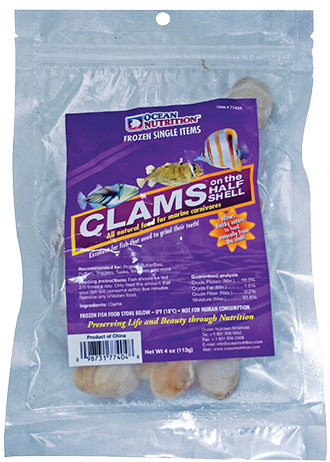 Ocean Nutrition Clams On the Half Shell Frozen Fish Food