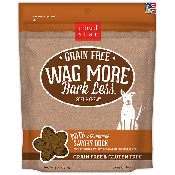 Cloud Star Wag More Bark Less Soft and Chewy Grain Free Savory Duck Dog Treats