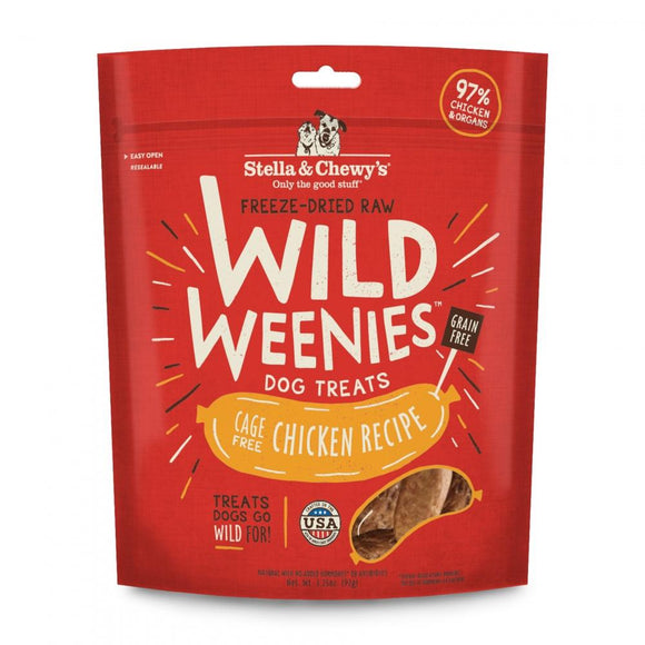 Stella & Chewy's Wild Weenies Grain Free Chicken Recipe Freeze Dried Raw Dog Treats