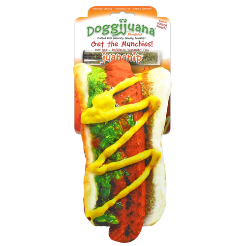 Doggijuana Get the Munchies Refillable Hot Dog Toy (‎6L x 2.5W x 11H)