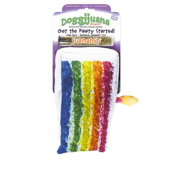 Doggijuana Get the Pawty Started Refillable Cake Slice Dog Toy (Medium)