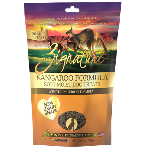 Zignature Kangaroo Formula Soft Moist Dog Treats (4 oz - New Heart Shape)