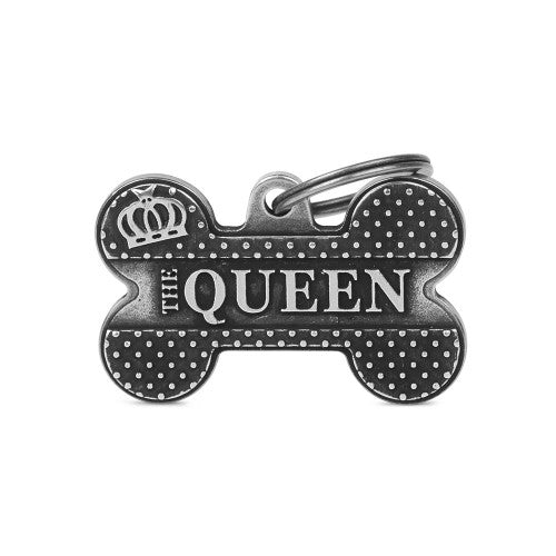 MyFamily Bronx The Queen Big Bone ID Tag in Antique Silver
