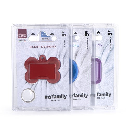 MyFamily Hushtag Big Red Aluminum Bone ID Tag with Rubber (Media, Red)