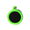 MyFamily Hushtag Black Aluminum Circle ID Tag with Green Rubber (Media, Green)