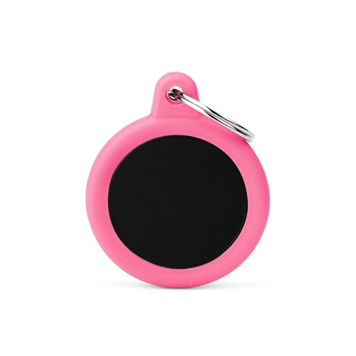MyFamily Hushtag Big Pink Aluminum Bone ID Tag with Rubber