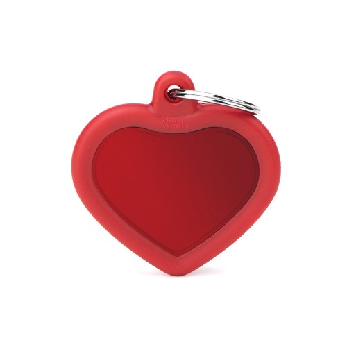 MyFamily Hushtag Red Aluminum Heart ID Tag with Rubber (Media, Red)