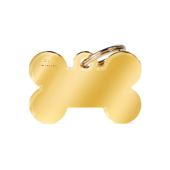 MyFamily ID Tag Basic Collection Big Bone in Golden Brass