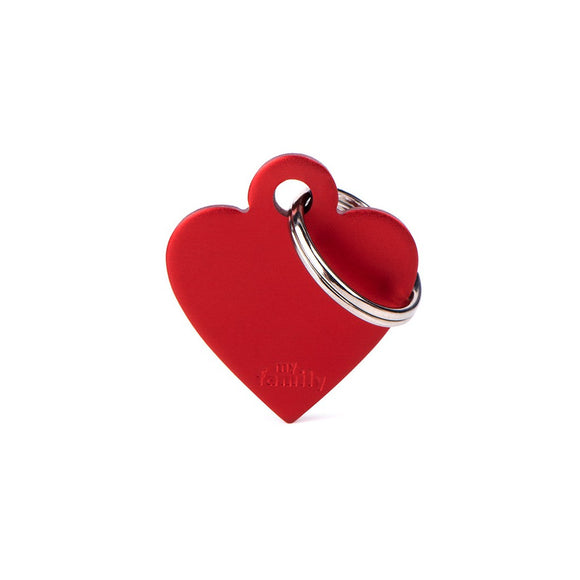 MyFamily ID Tag Basic Collection Small Heart Red in Aluminum (Small, Red)