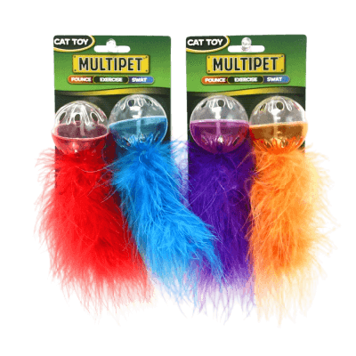 Multipet Lattice Ball with Feather (5-inch, 2 Pack)