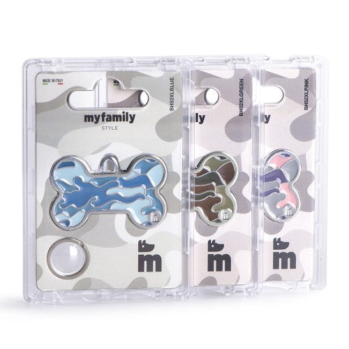 MyFamily Style Camouflage Big Pink Bone ID Tag