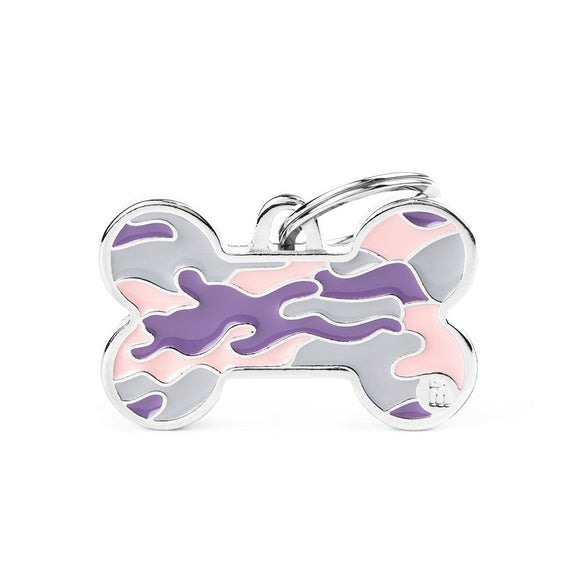 MyFamily Style Camouflage Big Pink Bone ID Tag