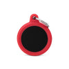 MyFamily Id Tag Hushtag Collection Aluminium Black Circle With Red Rubber