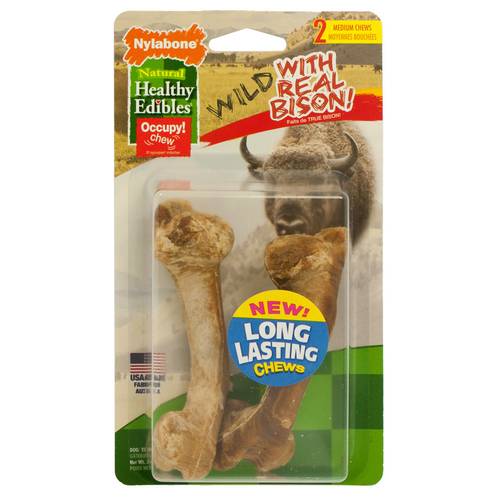 Nylabone Healthy Edibles WILD Natural Long Lasting Bison Dog Chew Treats (Regular: 4 count)