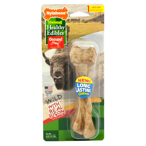 Nylabone Healthy Edibles WILD Natural Long Lasting Bison Dog Chew Treats (Regular: 4 count)