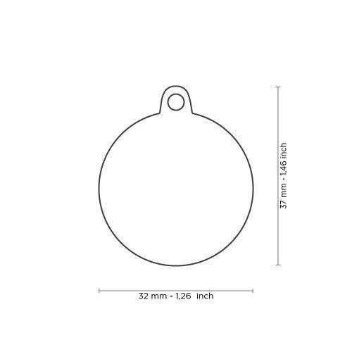 MyFamily Shine Big Black Glitter Circle White Paw ID Tag