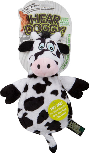 HEAR DOGGY FLATTIE COW WITH CHEW GUARD (SMALL, BLACK/WHITE)