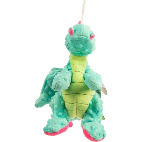 GODOG DRAGONS DURABLE PLUSH SQUEAKER DOG TOY (LARGE, SEAFOAM)