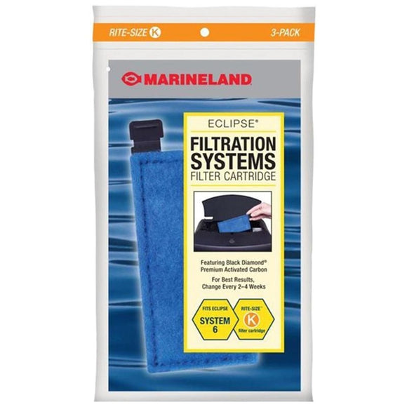 MARINELAND ECLIPSE RITE SIZE AQUARIUM FILTER CARTRIDGE (SIZE K/3 PACK)