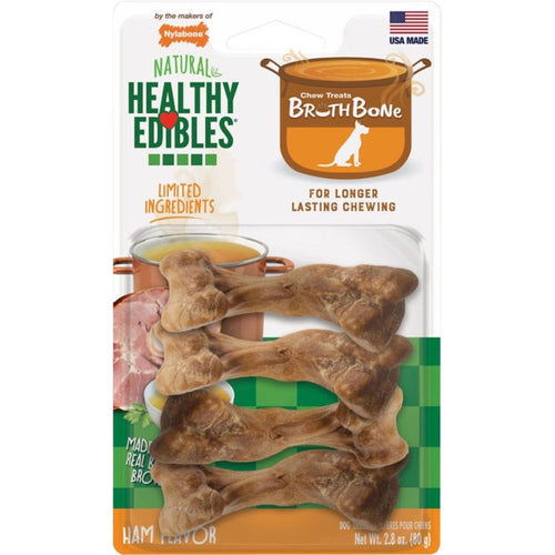 NYLABONE HEALTHY EDIBLES BROTH BONE NATURAL CHEW (Ham - Large)