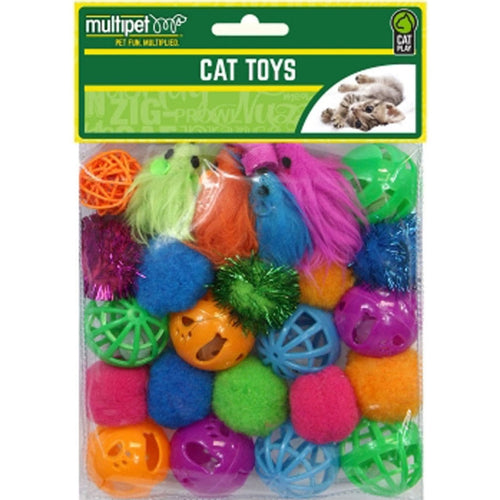 MULTIPET BALL & MICE CAT TOY VALUE PACK (24 PK)