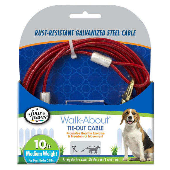 Four Paws® Walk-About® Tie-Out Cable - Medium Weight (10-Feet)