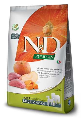 Farmina N&D Pumpkin Formula Medium & Maxi Wild Boar, Pumpkin & Apple Adult Dog Food