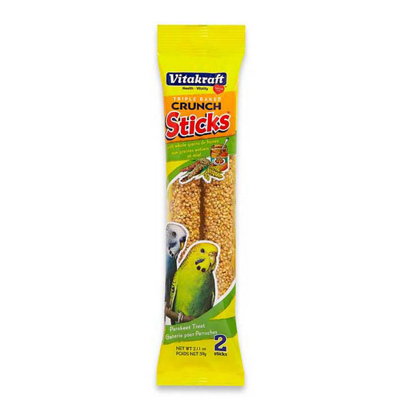 VITAKRAFT PARAKEET CRUNCH STICKS WITH WHOLE GRAINS & HONEY 2.11 OZ 2 PACK